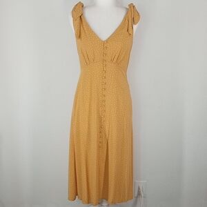 Dress Forum Los Angeles Yellow Polka Dot Button Front Midi Dress Size Small